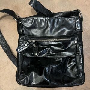 Vintage Danier Black Leather crossbody purse
